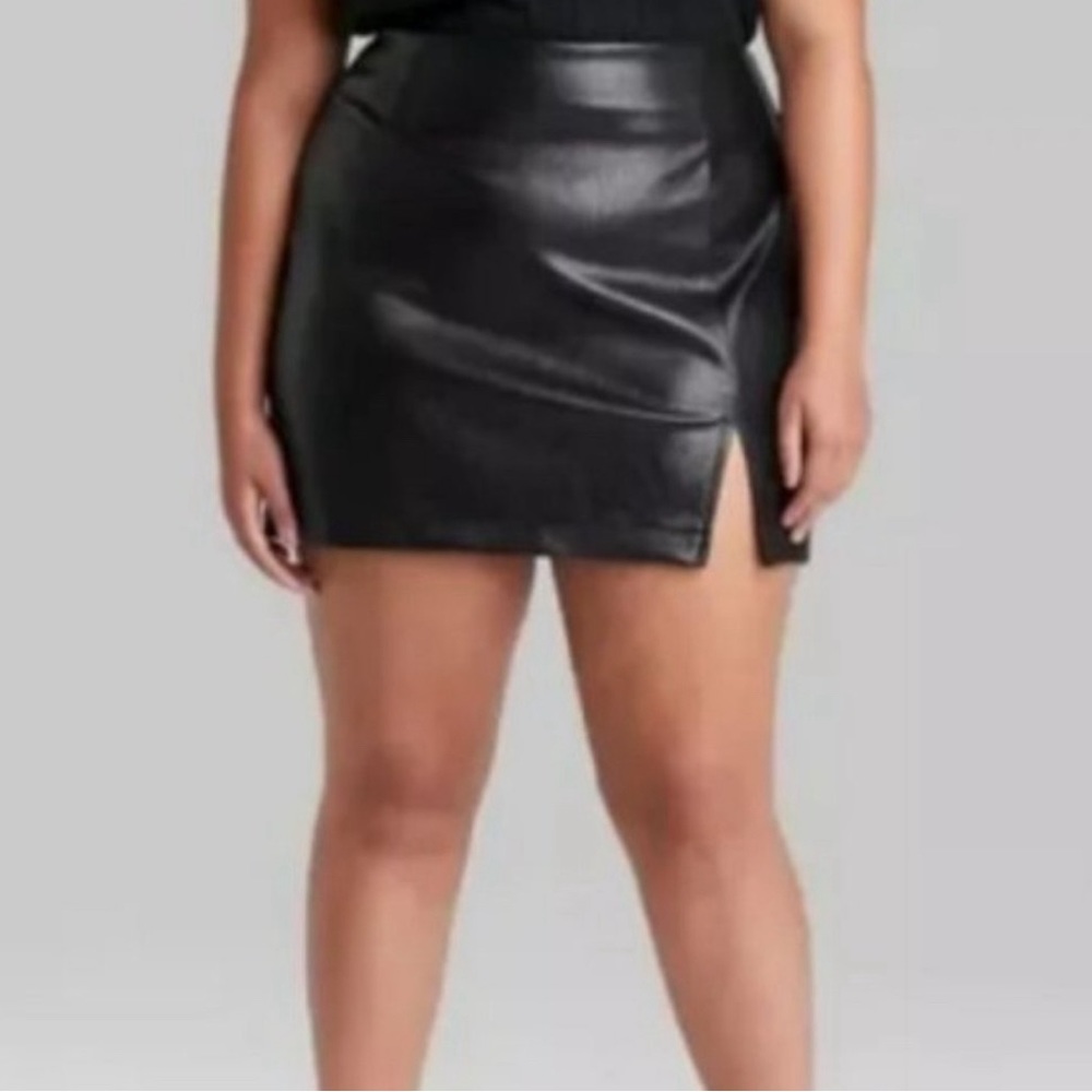 Wild fable Black Leather Mini skirt